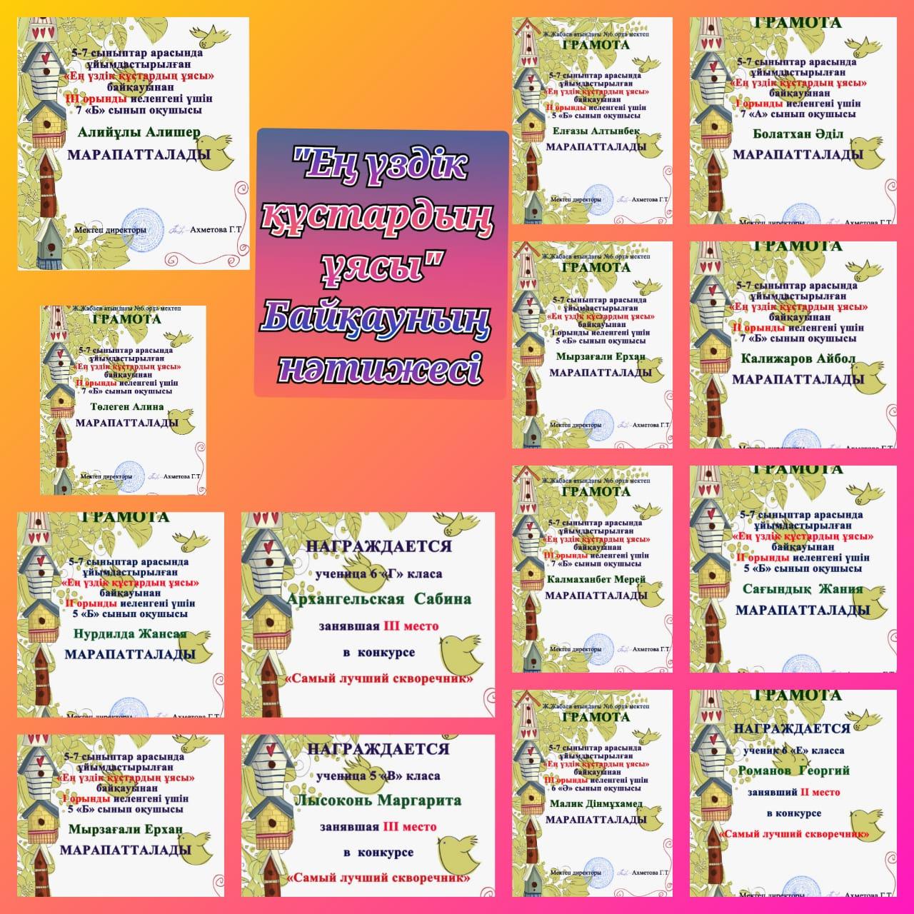 "Ең үздік құтың ұясы" байқауының нәтижесі